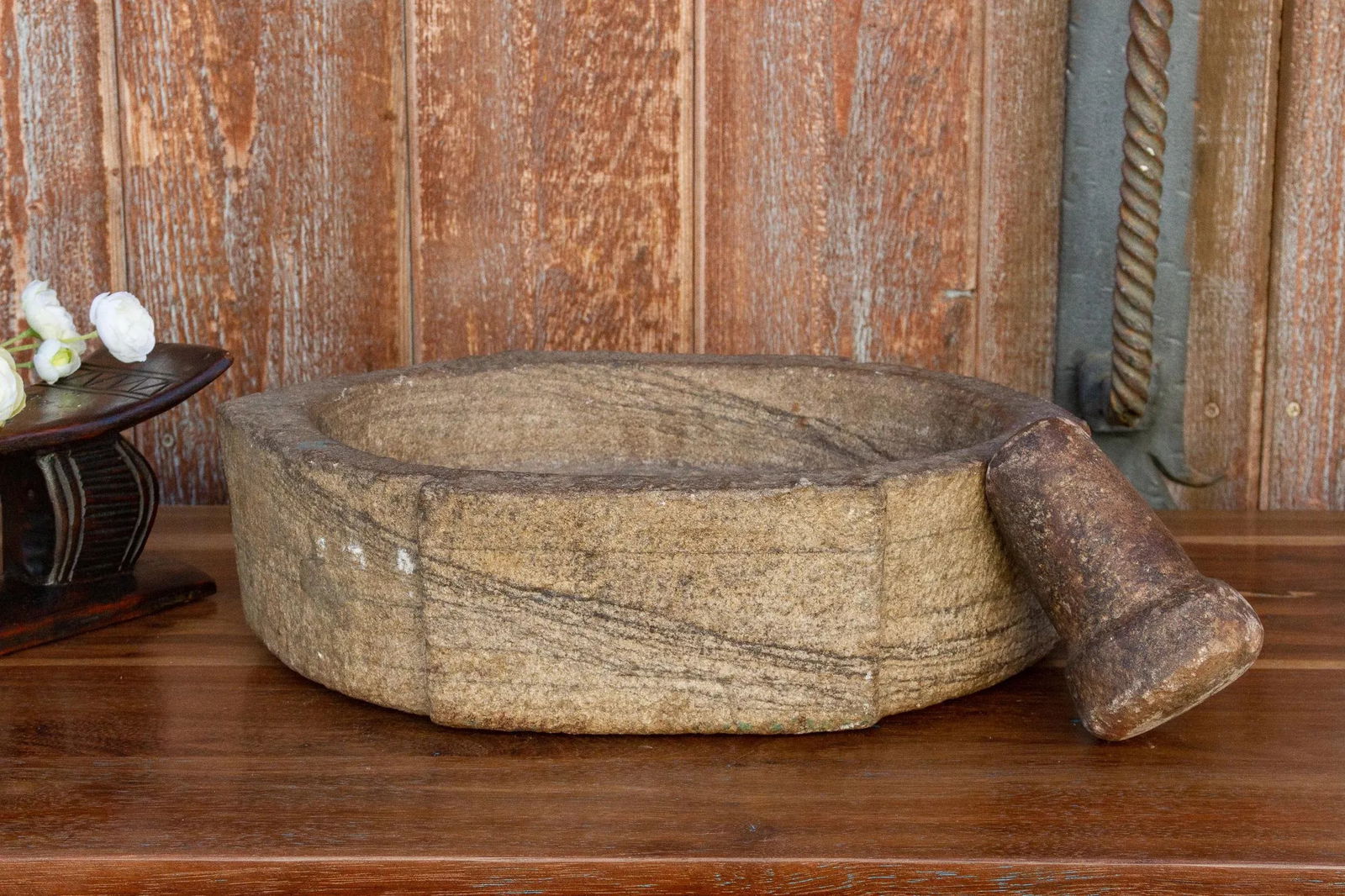 Rustic Raipur Stone Kharal Mortar - 4