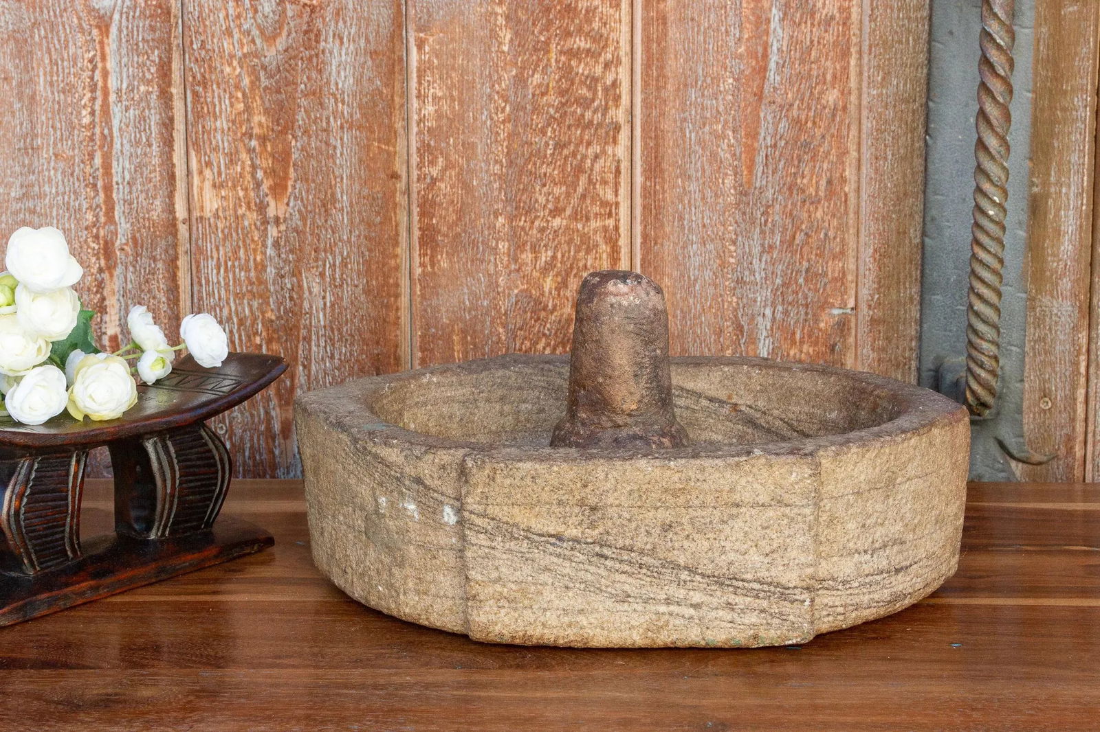 Rustic Raipur Stone Kharal Mortar - 6