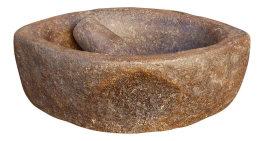 Aged Carved Stone Kharal Mortar