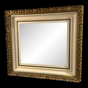 Late 19th Century Large Ornate Gilt and Cream Mirror