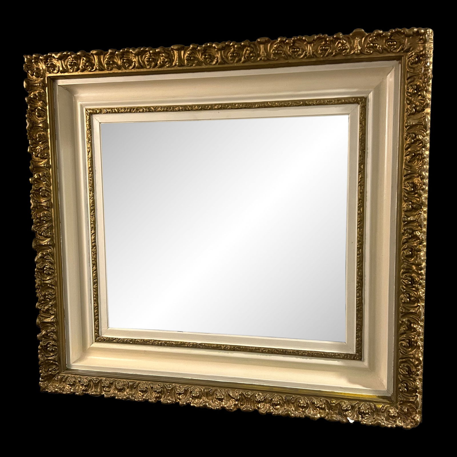 Late 19th Century Large Ornate Gilt and Cream Mirror (1 of 4)