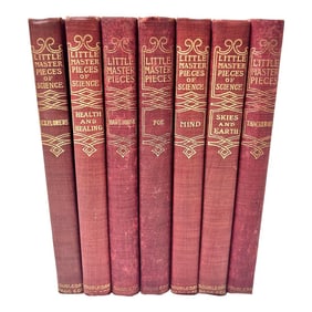 Antique Science Books - Little Masterpieces of Science - Bordeaux & Gold - A Set of 7
