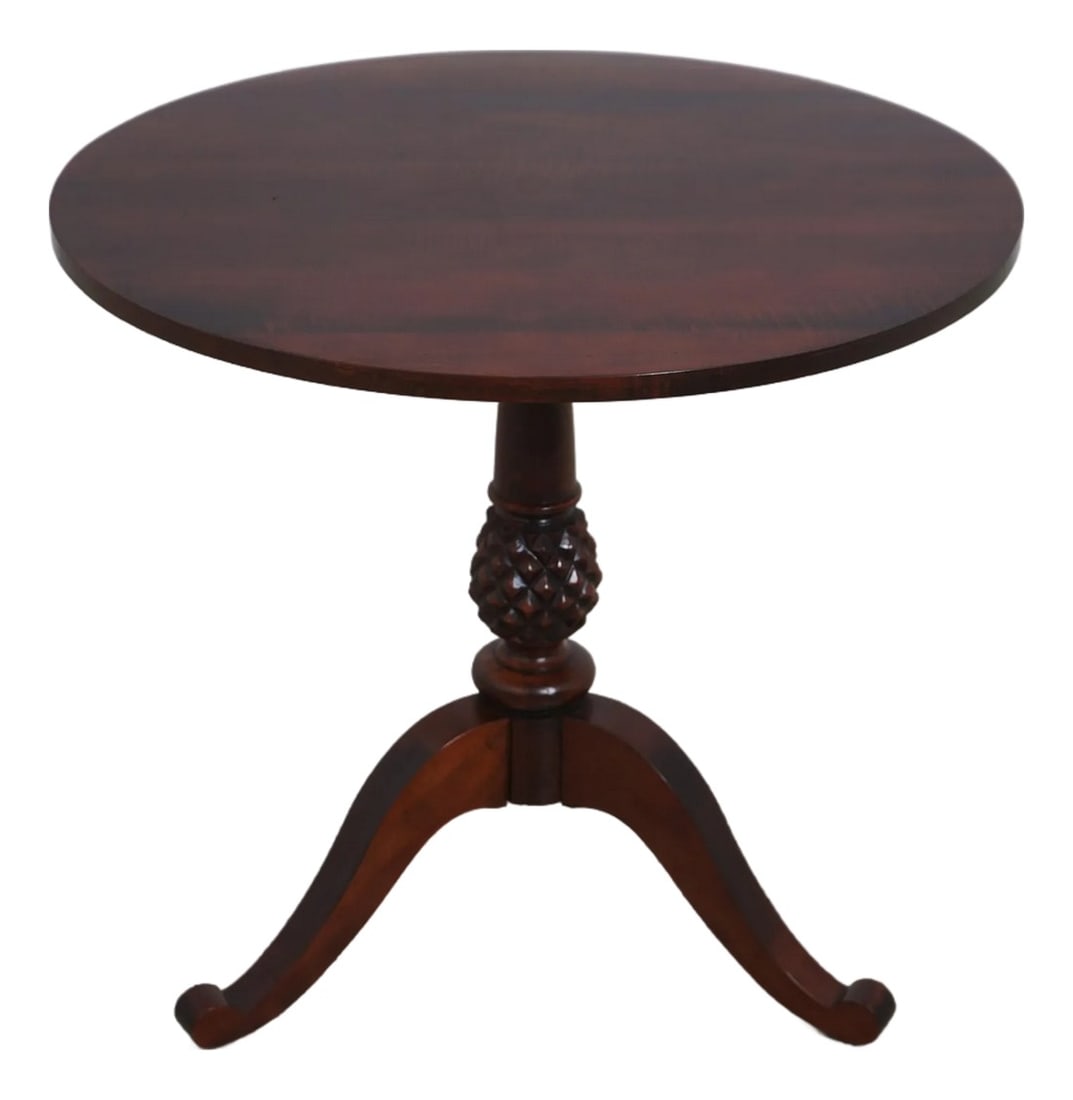 Ethan Allen Old World Treasures Round Lamp Table: Age: Approx: 20 Years Old Details: Factory Distressed Old World Treasures Quality Construction Pineapple Carved Base Offered @ Fraction Original Retail Cost Condition: Excellent Clean Original Finish