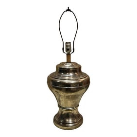 1970s Simple Vintage Silver Urn Style Table Lamp