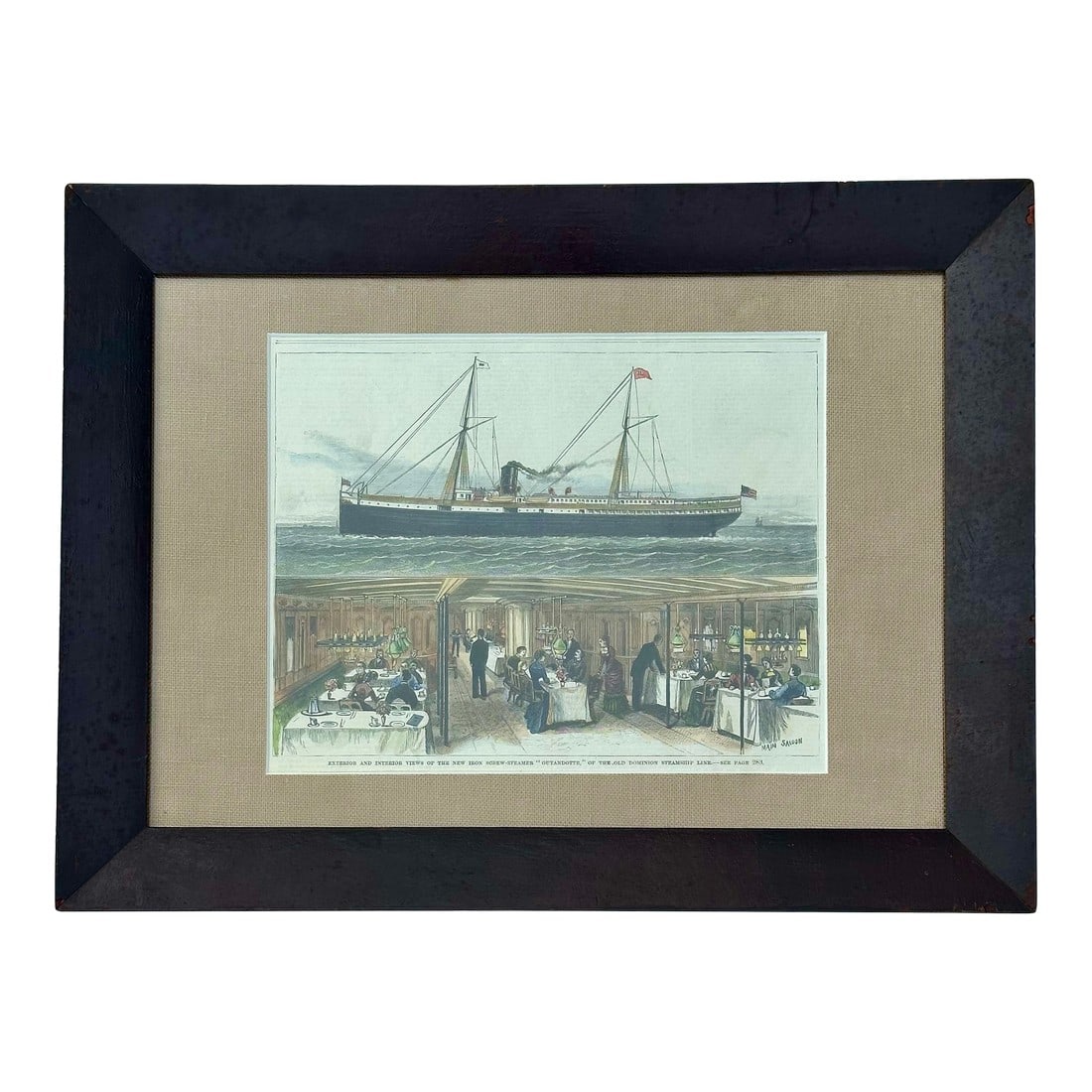 Steamship 'State of California' Pacific Coast Steamship Company Print, Circa 1878 (Exterior and Inte (1 of 6)