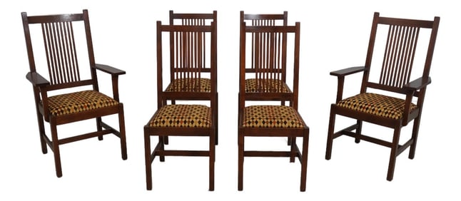 Set of 6 Stickley Mission Oak Dining Room Chairs