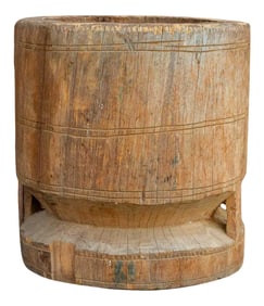 Primitive Indian Teak Grinder Pot