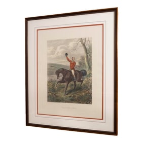 Vintage Framed Horse & Rider "˜Tally Ho! Away" Engraving by e.g. Hester
