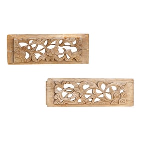 Birds & Flowers Bleached Panels, Pair