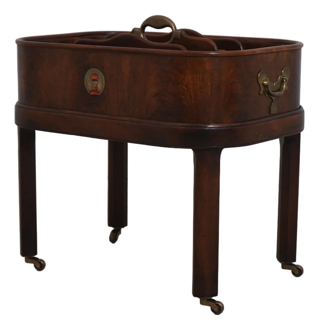 Theodore Alexander Mahogany Althorp Canterbury Magazine Rack: Age: Approx: 40 Years Old Details: Model AL 11037 Mahogany Quality Construction 18 C. Design English Style 2 Piece Construction Brass Casters & Handle Intentional Distressing Decorated w. Spencer Fami