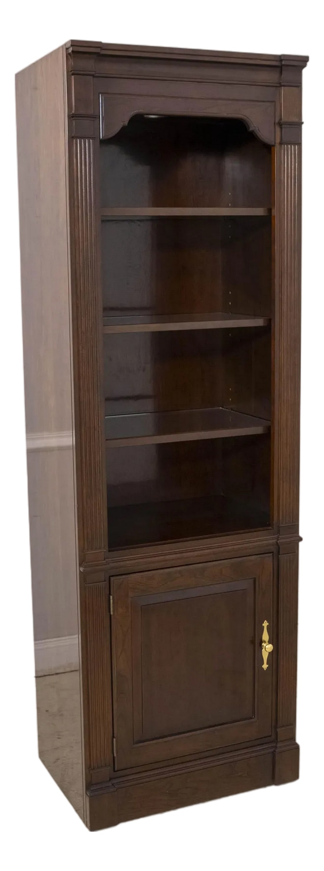 Stickley Cherry Lighted Tall Glass Shelf Open Bookcase (1 of 18)