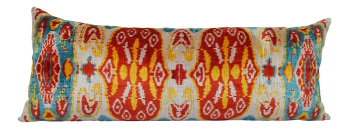 Multi-Colored Silk Velvet Ikat Pillow