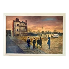 Signed Brian Palm Mixed Media Painting "The Lawns" Dublin Ireland