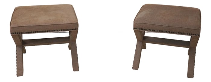 Pair Safavieh Modern X Form Upholstered Bench Stools