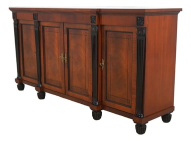 Baker Neoclassical Mahogany Sideboard W. Ebonized Details