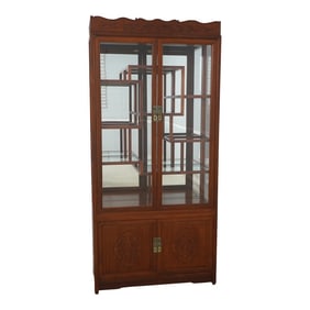 Vintage Chinese Teak Curio China Display Cabinet