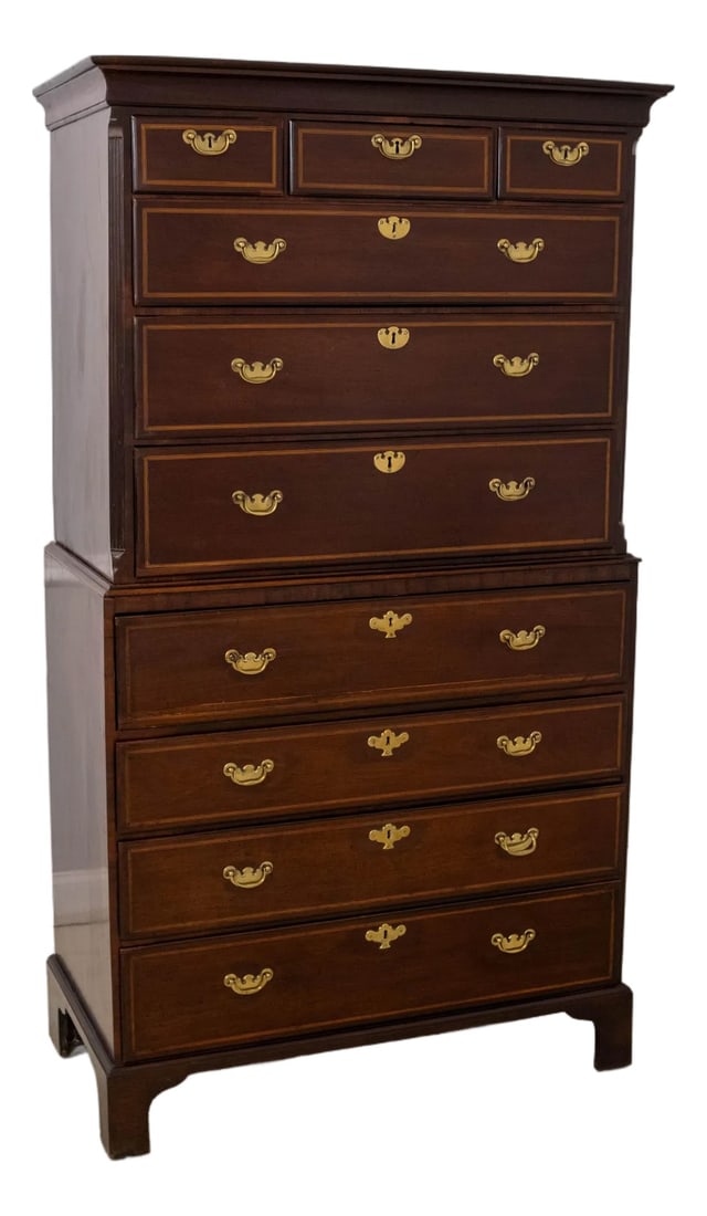 Antique 18th C. English Inlaid Mahogany 2 Piece Chest on Chest (1 of 18)