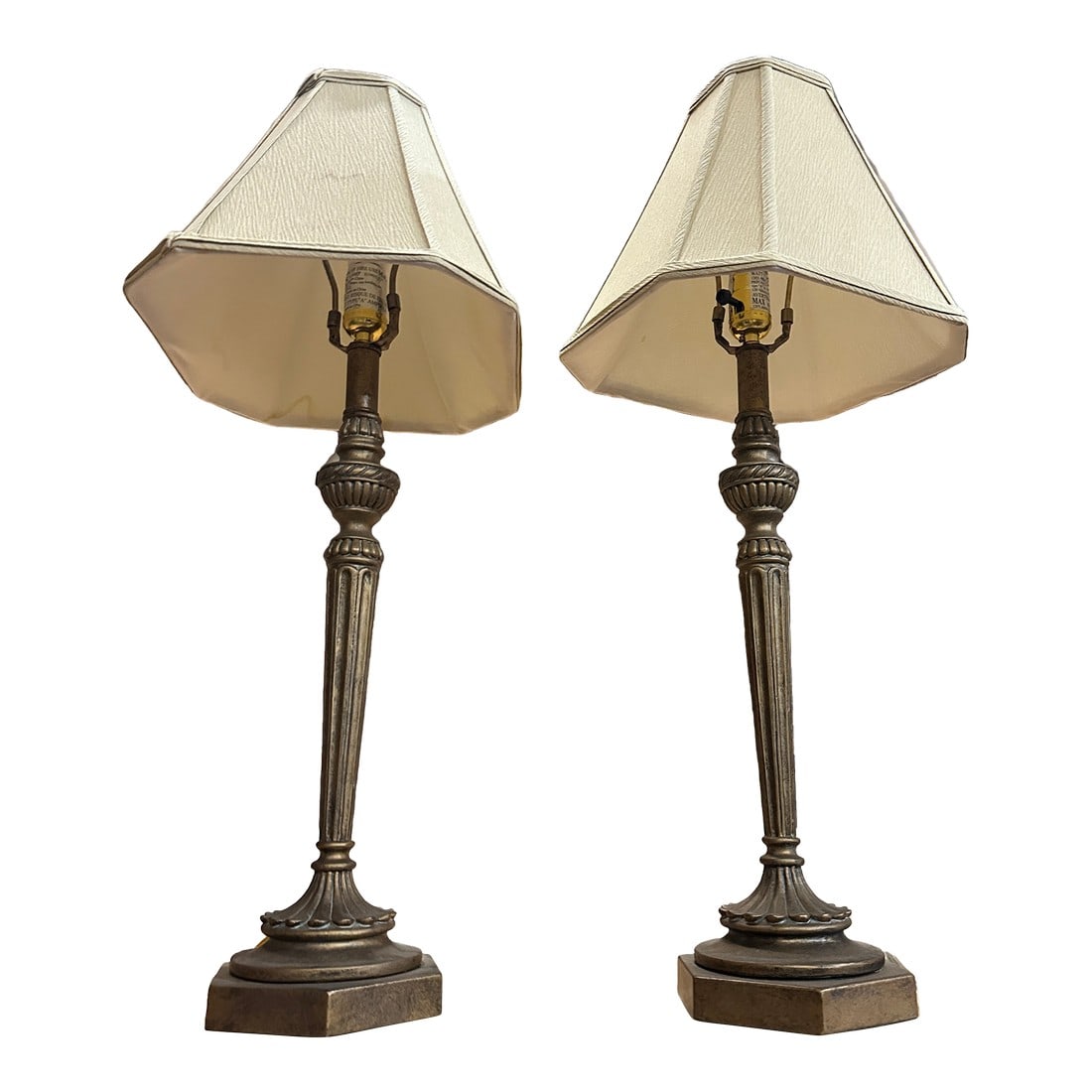 1970s Pair of Vintage Skinny Brass Table Lamps With Lampshades Included (1 of 8)