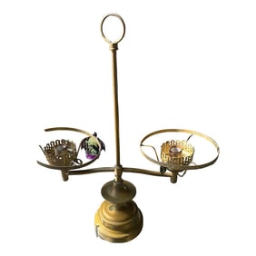 Vintage Brass Double Oil Lamp Style Table Lamp