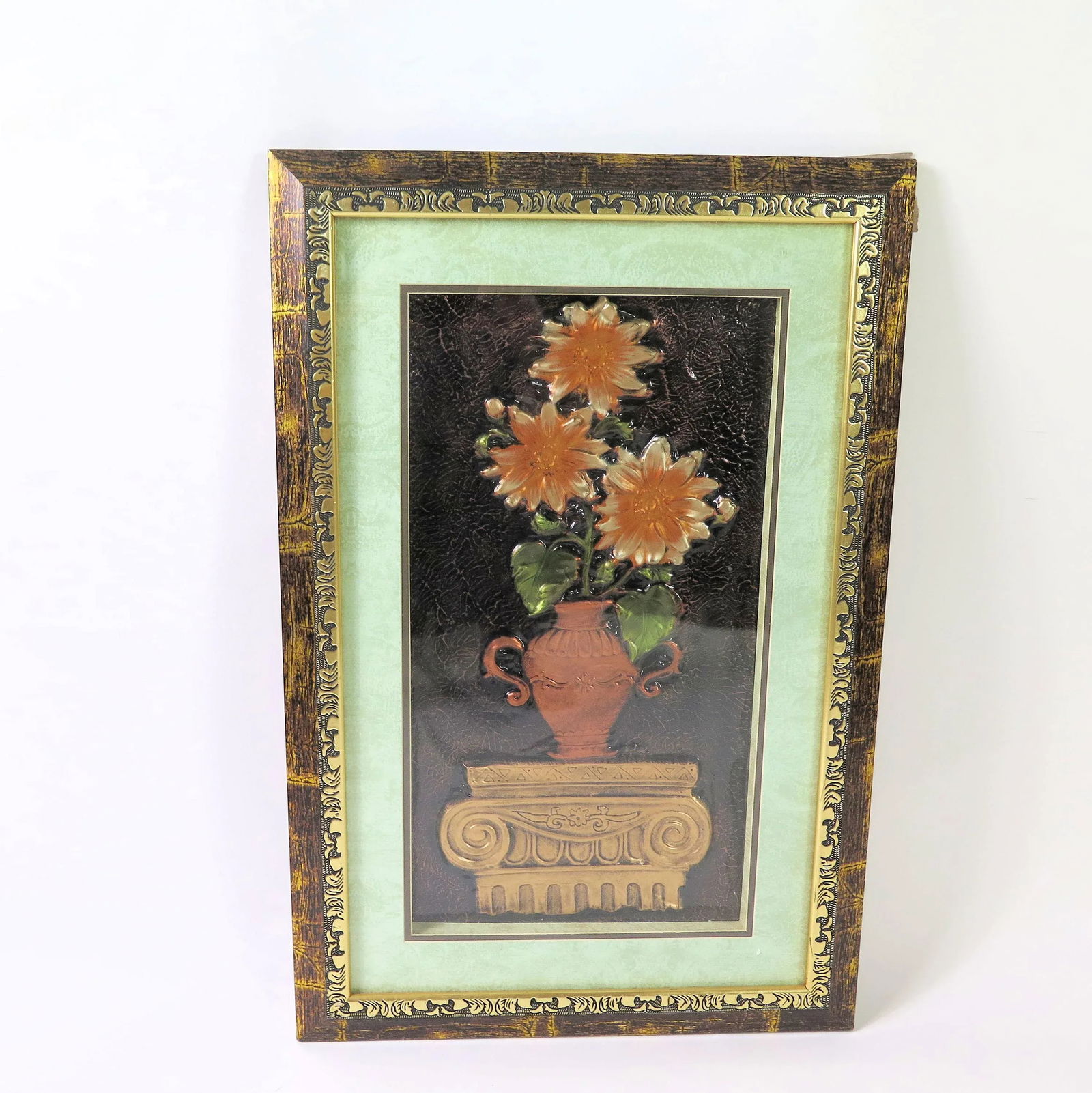 1970s Pressed Copper Flower Art, Framed - 5