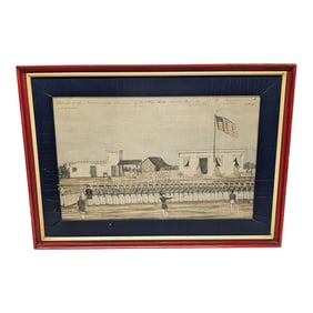 1930s Naval Sketches of the War in California, Lithograph No. 19 William Meyers Framed