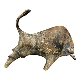 Vintage, Mid-Century Modern Cast Iron Bull Sculpture Designed by Japanese Artist Miyazawa Kanae
