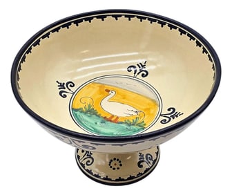 Corso Dei Fiori "Oso" Goose Pedestal Bowl, Hand Painted Italian Maiolicaia Standard)