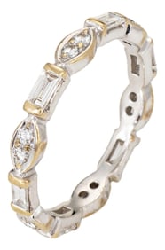 Mixed Cut Eternity Ring Sz 6.75 Estate 18k White Gold Band Fine Bridal Jewelry