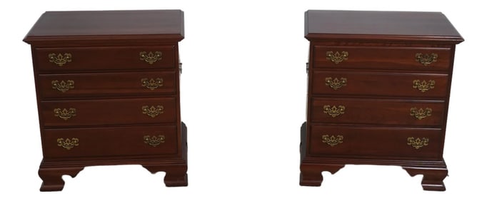 Pair Ethan Allen Cherry 4 Drawer Nightstand Chests