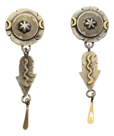Late 20th Century Jolene Eustace Jae Sterling Silver 925 18k Yellow Gold Original Women"s Earrings