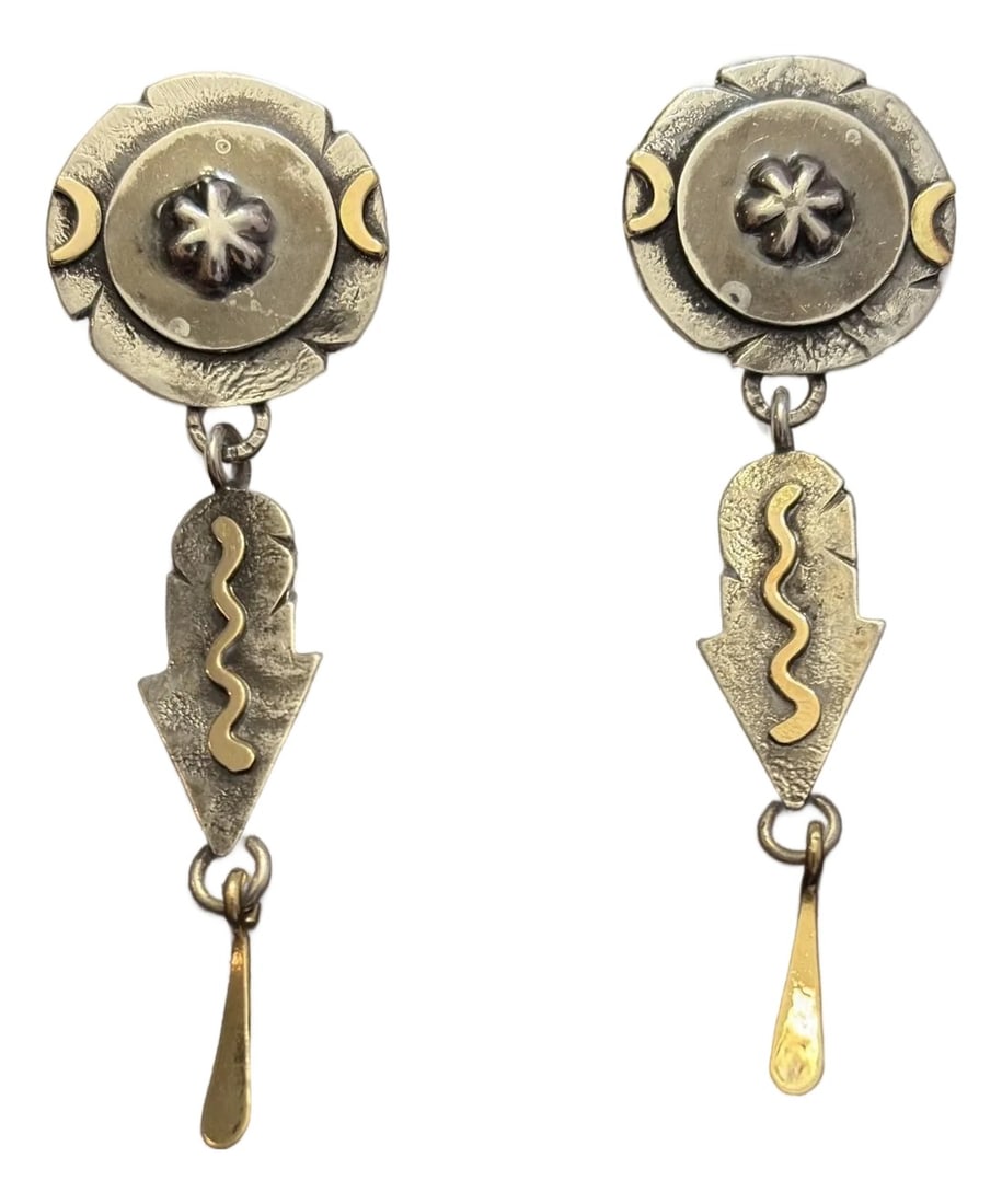 Late 20th Century Jolene Eustace Jae Sterling Silver 925 18k Yellow Gold Original Women"s Earrings (1 of 12)