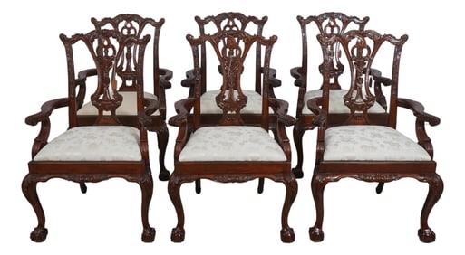 Set of 6 Scarborough House Clawfoot Mahogany Dining Room Chairs