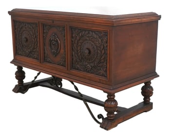 Vintage C.1930s Carved Walnut Blanket Chest