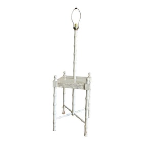 1970s Oversized White Bamboo Table Lamp, Needs Rewiring