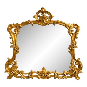 Vintage Rococo Style Gold Gilt Hanging Wall Mirror