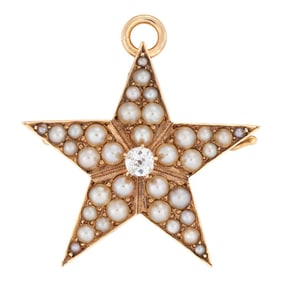Distinct Antique Victorian Star Pendant (Circa 1880s to 1900s) Crafted in 14 Karat Rose Gold.