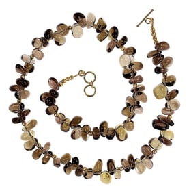 Late 20th Century Ajd 22 Inch Highly Polished Smoky Quartz Nugget Necklace