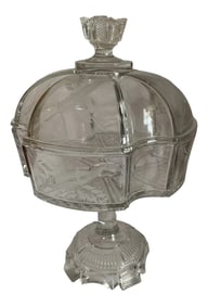 Vintage Art Deco Style Lidded Pedestal Compote /Candy Dish