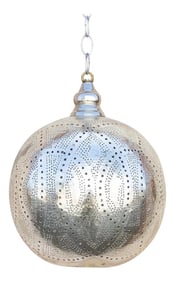 Metallic Silver Moorish Sphere Pendant Lantern