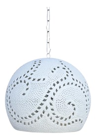 Large White Filigree Lucknow Macrame Pendant Lantern
