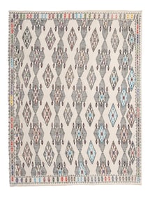 Hand-Woven Braided Small Rug Turkish Jajim Kilim 5'9'' X 7'5''