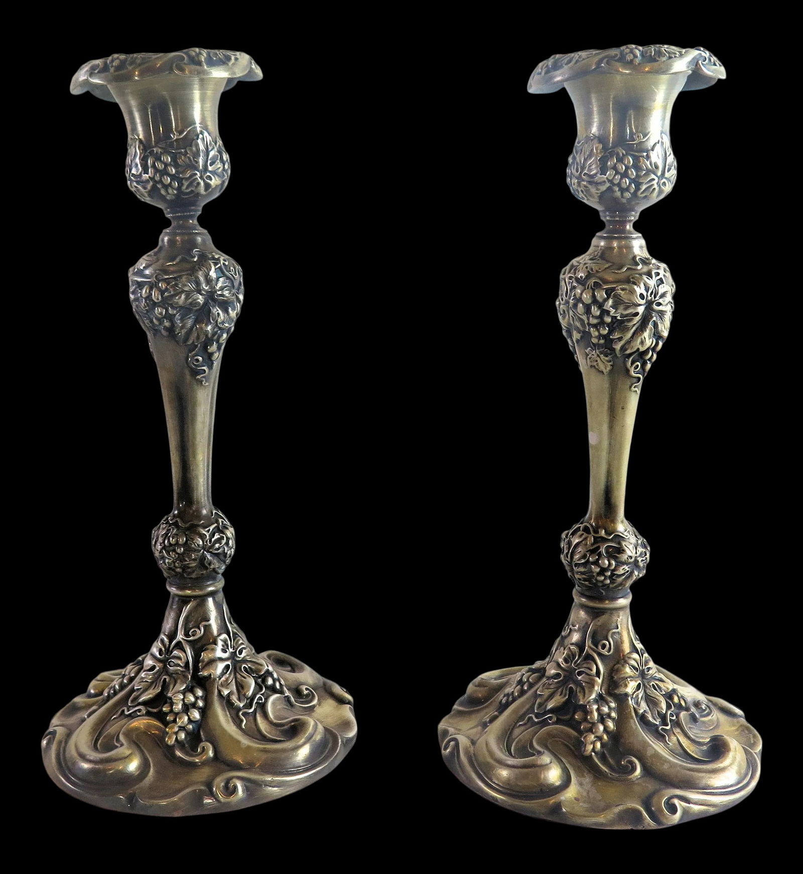 Antique Art Nouveau Silverplate Candle Sticks- a Pair (1 of 5)