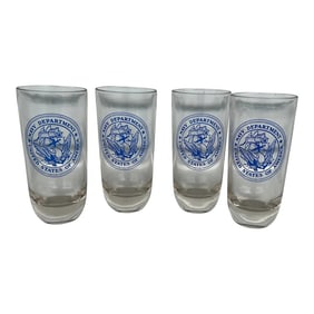 Vintage Military Navy Beverage Glasses- Set of 4