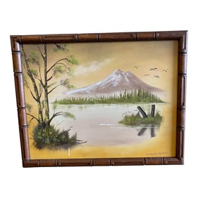 1980 Painting Lake Scene Signed by Artist