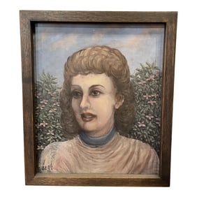 Circa 1940 French Expressionist Portrait Oil Painting of a Woman, Framed