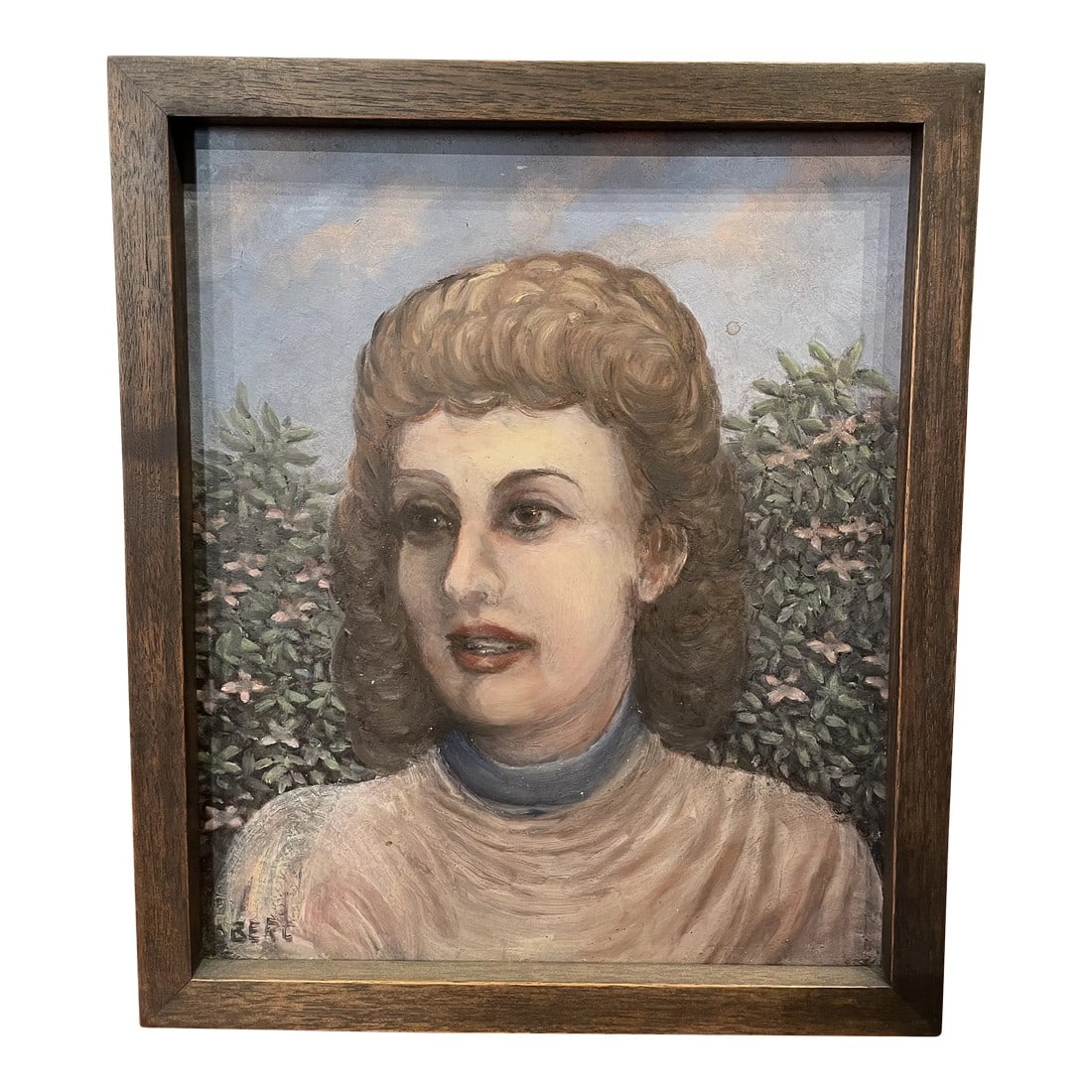 Circa 1940 French Expressionist Portrait Oil Painting of a Woman, Framed (1 of 6)