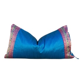 Vintage Jazlin Large Festive Indian Silk Queen Lumbar Pillow Cover