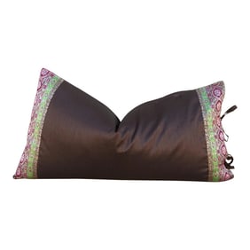 Vintage Anisha Large Festive Indian Silk Queen Lumbar Pillow Cover