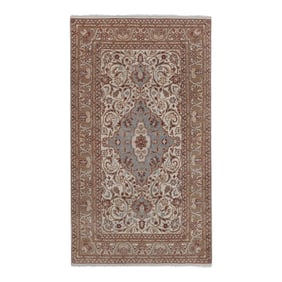 Mid-Century Modern Anatolia Faded Colors Low Pile Rug With Medallion 2'10" X 5'