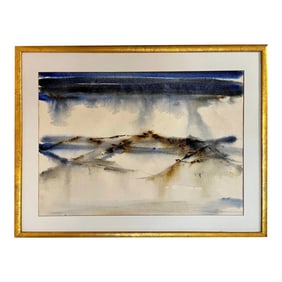 1973 Abstract Napa Valley Landscape Watercolor by Anne Breiholz